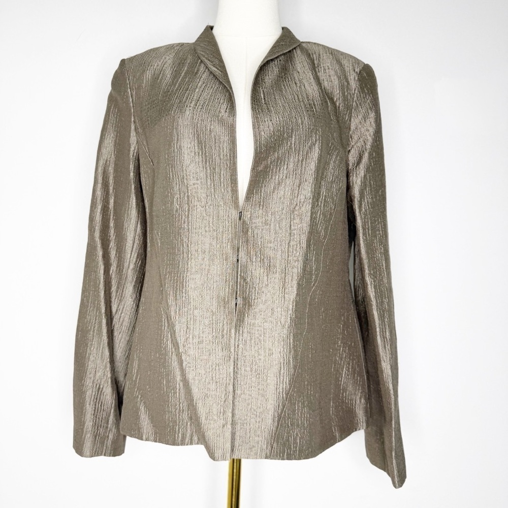 Eileen Fisher Crinkle Shimmer High Collar Jacket – Size Small